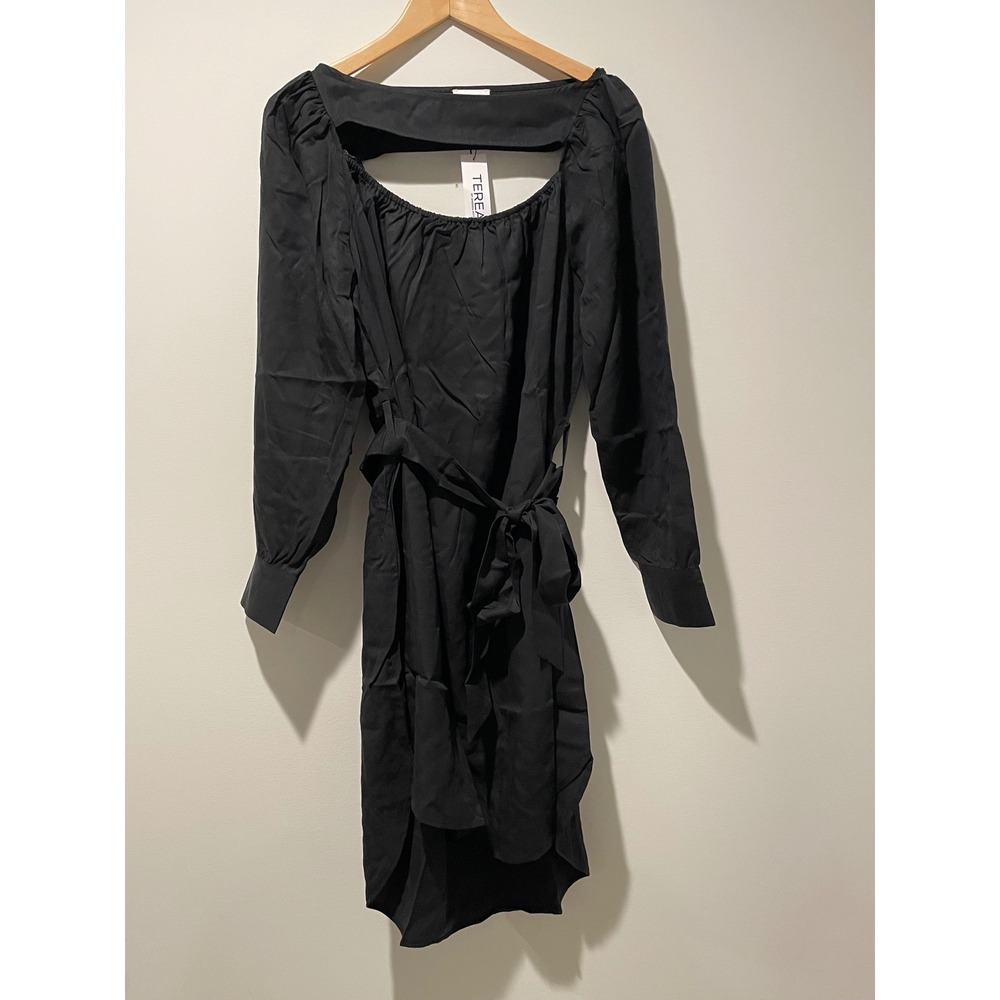 The Drop TEREA Andrea Pitter Black Long Sleeve Cutout Tie Waist Dress XL Women - Picture 2 of 5